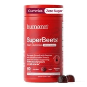 Humann SuperBeets Heart Gummies - Beet Gummy with Energy Support, Grape Seed Extract & Beetroot Powder, Sugar Free - Strawberry Flavor, 60 Count