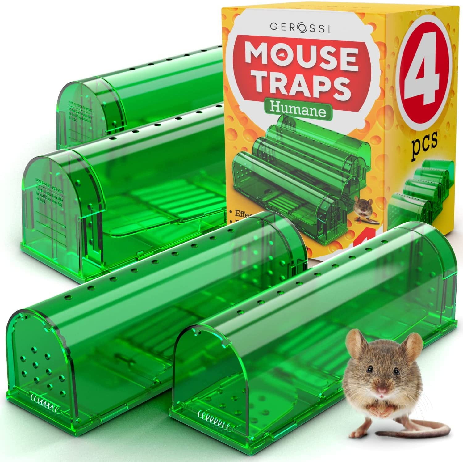 Humane Catch and Release Mouse Traps Pack of 4 - Perfect for House, Indoor  & Outdoor - Easy Set Durable Mice Traps, Safe for Children, Pets & Humans 