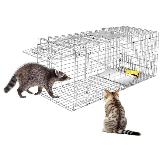 Humane Live Animal Cage Trap 32inch Steel Catch Release Rodent Cage for