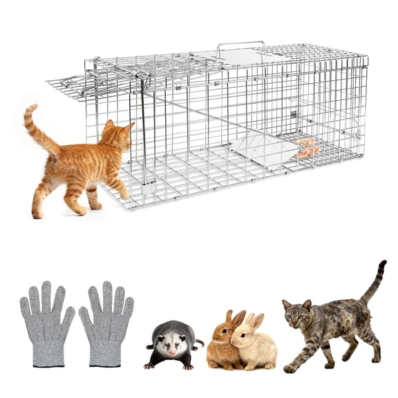 Humane Live Animal Trap Cage 26"  9"  10",Heavy-Duty Live Catch Cage for Raccoon, Squirrel, Stray Cats, Groundhogs, Armadillos, Opossums, Rabbits, Skunk, Mole, Small Wildlife Control