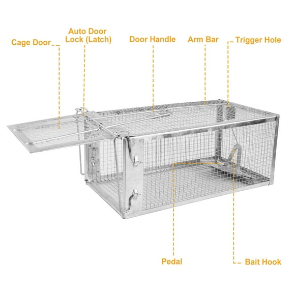 Humane Live Rat Trap Chipmunk Rodent Trap for Indoor and Outdoor Small Animal Mouse Voles Hamsters Galvanized Iron Cage 1-Door