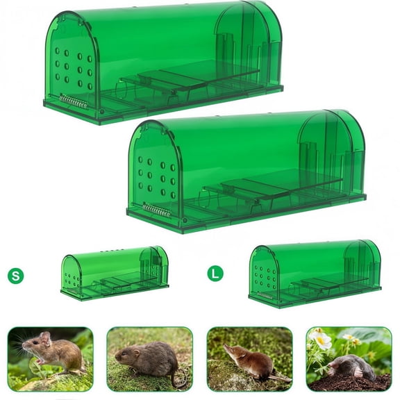 Humane Mouse Trap 2 Pack, Catch and Release, No Kill Rodent Trap, Indoor Outdoor, Reusable, Child Resistant, Large