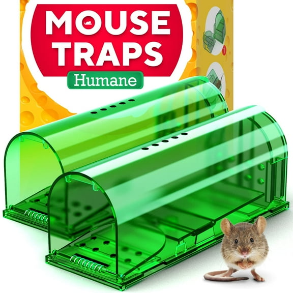 Humane Mouse Trap (2-Pack) Ultra-Sensitive Catch & Release Live Mice Traps Fast Home, Indoor & Outdoor Control Safe for Kids & Pets Reusable No-Kill Design