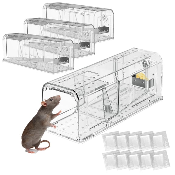 Humane Mouse Trap,4 PCS No Kill Mouse Traps for Indoor & Outdoor - Reusable Live Trap for Catch and Release, Safe & Easy Bucket Mouse Trap Lid Design, Pet Friendly Trampas para Ratones,Easy to Use