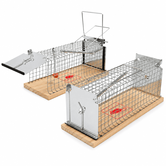 Humane Mouse Trap Cage 2 Pack, Reusable Live Catch Mousetrap for Indoor Outdoor Garage Kitchen Yard