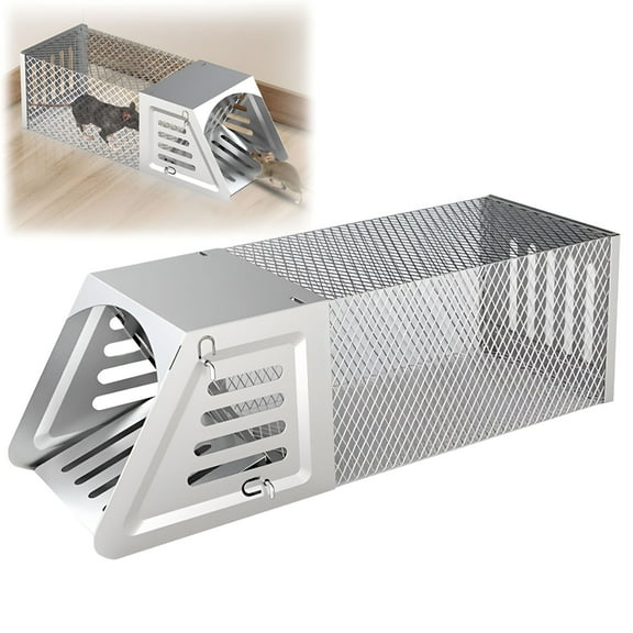 Humane Mouse Trap Cage, Automatic Continuous Cycle Live Animal Trap for Rats and Squirrels, Reusable Galvanized Metal Rat Trap for Indoor and Outdoor