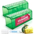 thumbnail image 1 of Humane Mouse Trap Pack of 2 - Live Mouse Traps Catch and Release Trap for Indoor and Outdoor Use - Reusable Mouse Traps, Safe & Effective No Kill Mouse Traps - Mouse Traps Catch and Release (Green), 1 of 9