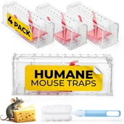Humane Mouse Trap Pack of 4 - Live Mouse Traps Catch and Release Trap for Indoor and Outdoor Use - Reusable Mouse Traps, Safe & Effective No Kill Mouse Traps - Humane Mouse Traps Catch and Release
