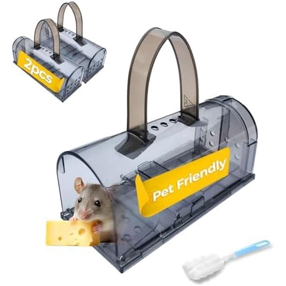 Humane Mouse Traps Indoor for Home – No Kill Live Mouse Trap Catch and Release (Pack of 2) – Pet Safe Mouse Traps Outdoor – Reusable Humane Rat Trap No See Kill Design
