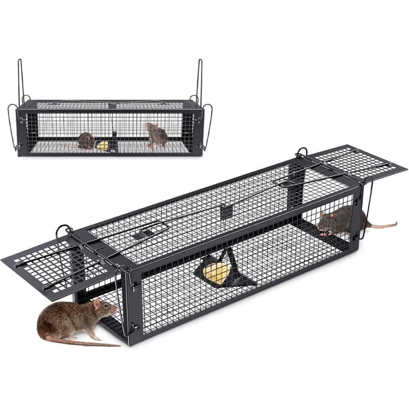 Humane Rat Trap, Large Squirrel Traps That Work for Indoor and Outdoor, Small Rodent Chipmunk Trap and Other Live Animal Cage