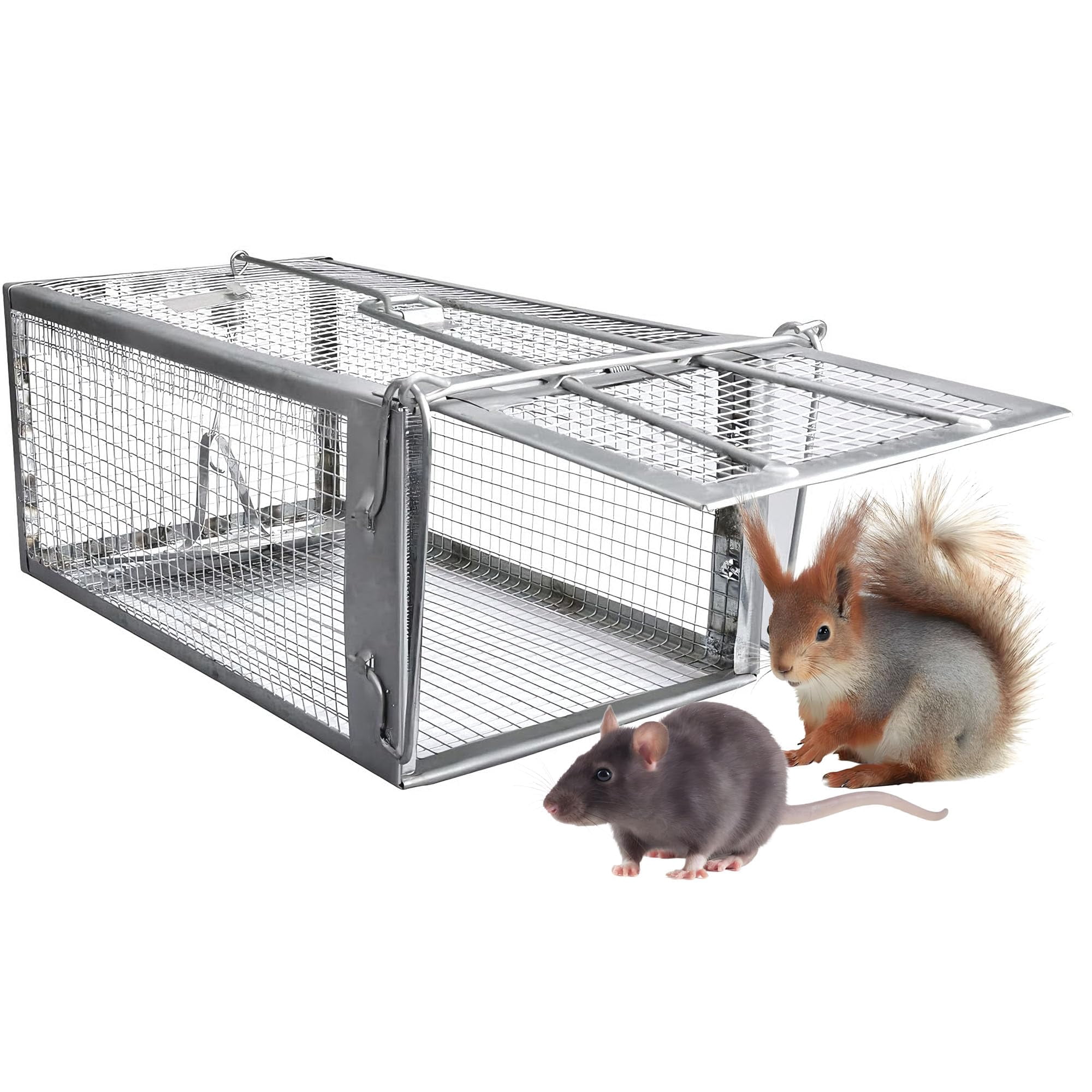 Humane Rat Traps  No Small Animal Cage Live Mouse Catch And Release Trampa Para Ratones Chipmunk Rodent That Work For Indoor Outdoor - 12.3" L X 6.5" W 5.3" H