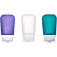thumbnail image 1 of Humangear GoToob+ Soft Silicone Travel Bottle 3-Pack - Medium- Clear/Purple/Teal, 1 of 6