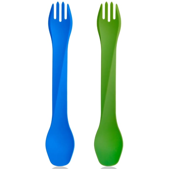 Humangear GoBites BIO Long Combo Spoon/Fork 2-Pack - Blue/Green