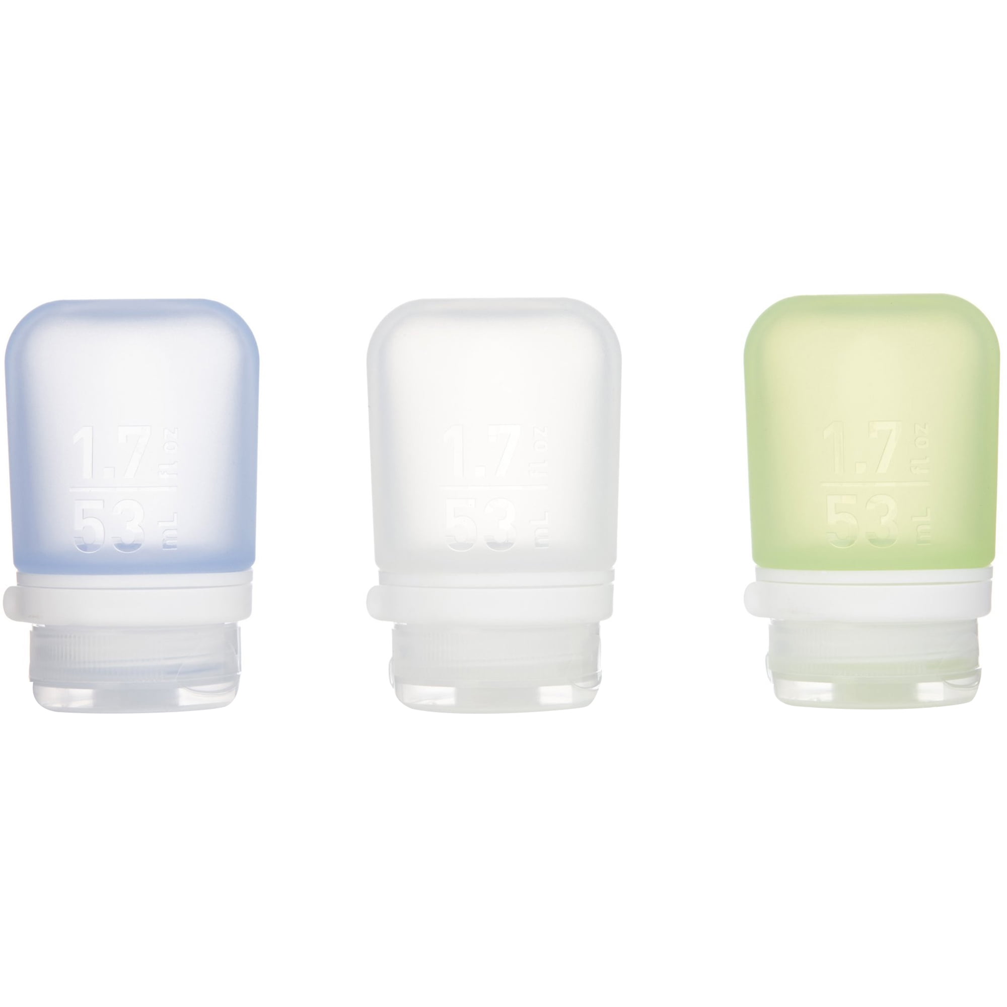 Humangear GoToob+ Soft Silicone Travel Bottle 3-Pack - Small - Clear/Green/Blue