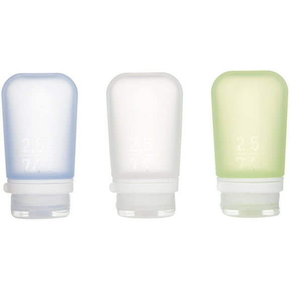 Humangear GoToob+ Soft Silicone Travel Bottle 3-Pack - Medium - Clear/Green/Blue