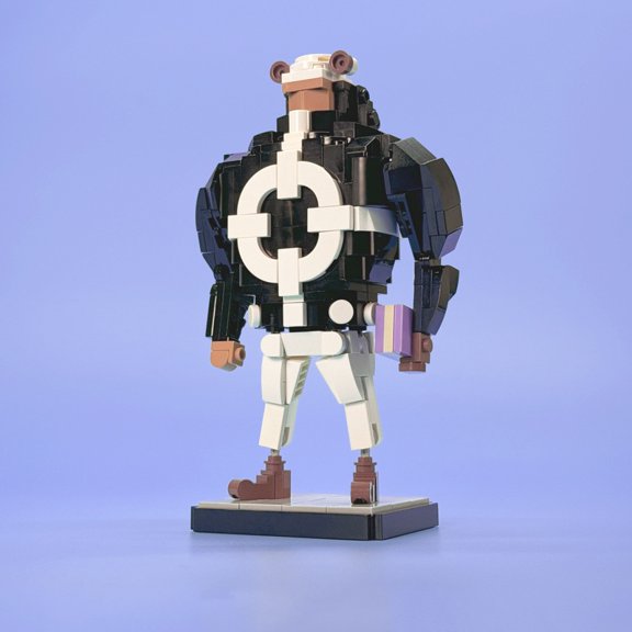 Humanoid Bear Character Building Blocks Model, Interlocking Brick Collectible Display Kit