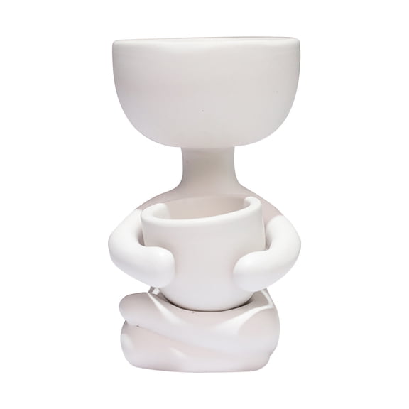 Humanoid Ceramic Flower Pots for Indoor Outdoor Plants Creative Abstract Planter Box Decorative Flowerpots for Modern Home and Unique Gift Artistic Person Shaped Succulent Head Pot