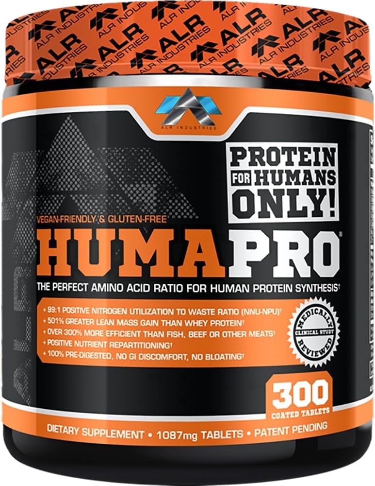 Humapro | Whole Food Protein Equivalent, Protein Matrix Formulated for Humans, Essential Amino Acids, Easy Digestion, Lean Muscle Gain | 300 Tablets (60 Serving)