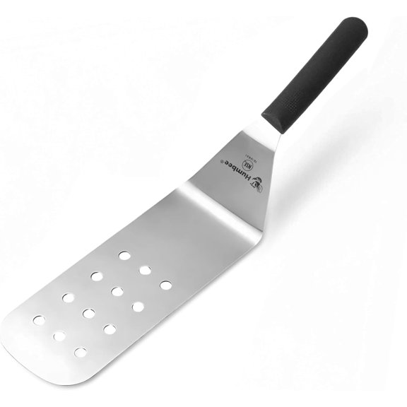 Humbee 9" x 3" Perforated Rounded Edge Turner, Dishwasher Safe Nsf, Shovel Black