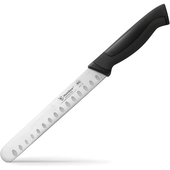 Humbee Chef Carving Knife 8-Inch with Granton Edge for Turkey Ham Meat Slicing and cutting NSF Certified DT-21 Series, Black