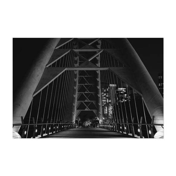 The Humber Bay Arch B&W - Toronto Ontario Canada Photography Bridge Black and White Architecture City Nightlife Geometric Skyline Unframed Wall Art Print 4 x 6 inches