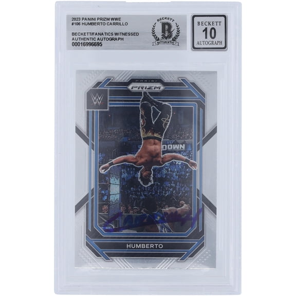 Humberto Carrillo WWE Autographed 2023 Panini Prizm #106 Beckett Fanatics Witnessed Authenticated 10 Card - Fanatics Authentic Certified