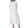thumbnail image 1 of Humbery Womens Vintage Long Sleeve V Neck Casual Loose Beach Dress Tunic Kaftan Cotton Linen Maxi Dress Boho Baggy Evening Dresses, 1 of 4