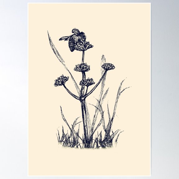 Humble Bee Poster Wall Art, Modern Wall Decor For Living Room Bedroom, 12x18 UNFRAMED