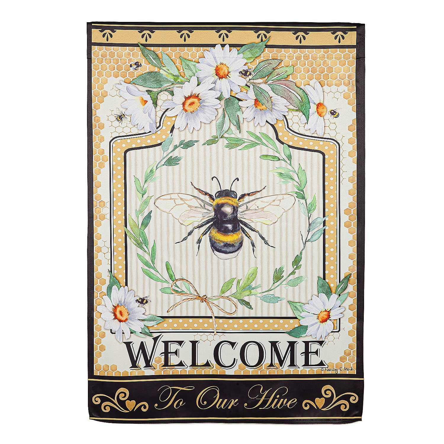 Yellow and White Humble Bee Suede House Flag