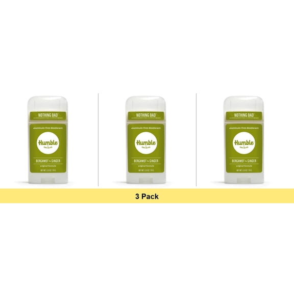 Humble Brands All Natural Original Deodorant, Bergamot and Ginger, 2.5 Oz - 3 Pack