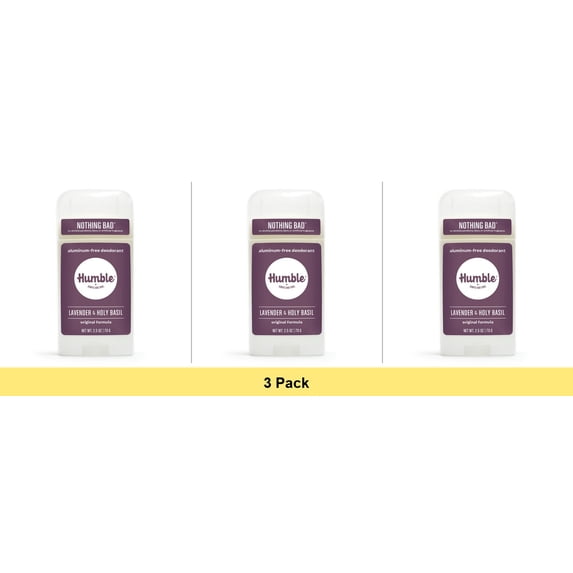 Humble Brands Original Formula Aluminum Free Deodorant, Lavender & Holy Basil, 2.5oz - 3 Pack