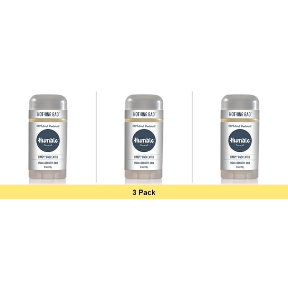 Humble Brands Vegan & Sensitive Skin Baking Soda Free Deodorant Simply Unscented, 2.5oz - 3 Pack
