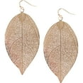 thumbnail image 1 of Humble Chic Big Filigree Leaf Earrings - Lightweight Oversized Drop Dangles, Gold, 1 of 7