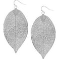 thumbnail image 1 of Humble Chic Big Filigree Leaf Earrings - Lightweight Oversized Drop Dangles, Silver, 1 of 7