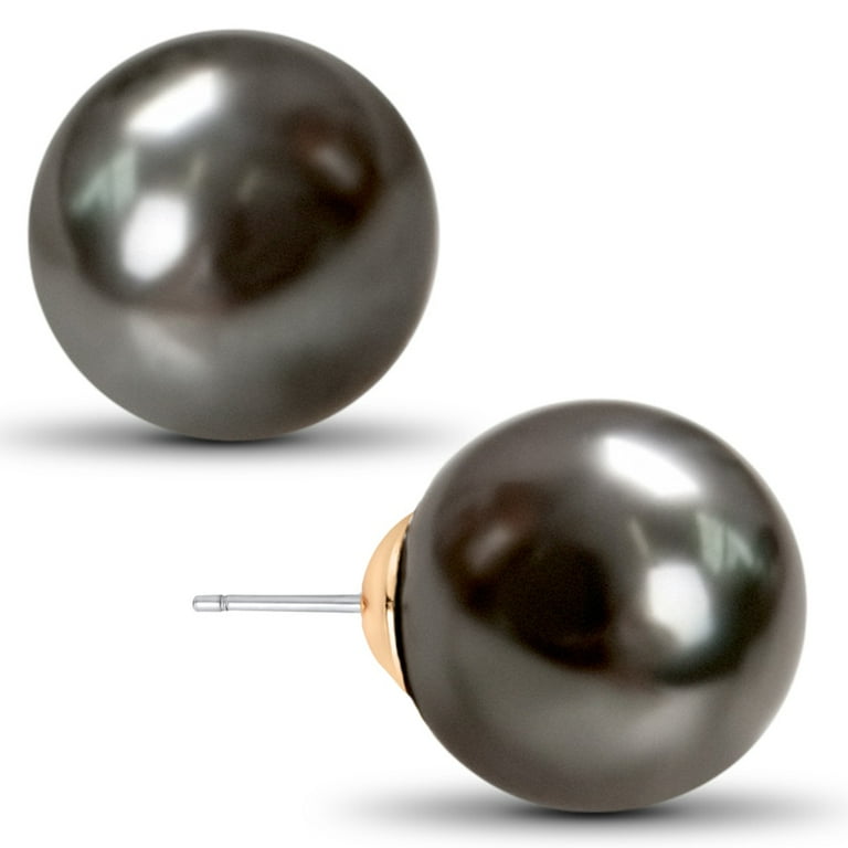Humble Chic Black Pearl Earrings for Women - Large Oversized Humble Chic Black Pearl Earrings for Women - Large Oversized