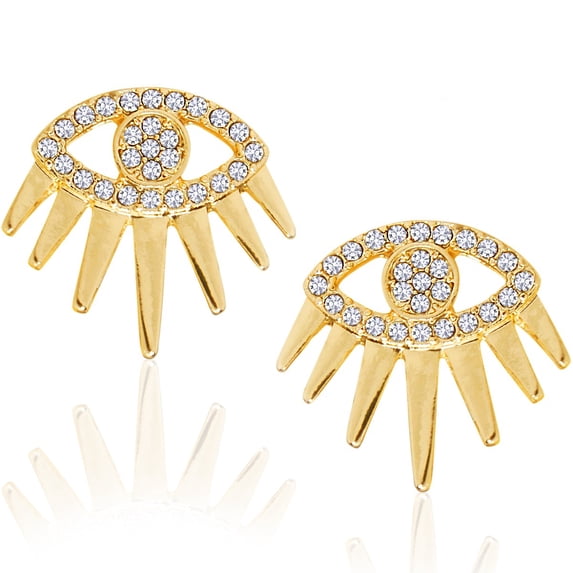 Humble Chic CZ Evil Eye Earrings - Gold Cubic Zirconia Rhinestone Studs