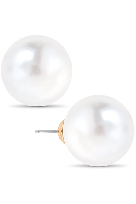 Extra Large Pearl Earrings for Women - Oversized Faux Pearl Studs, Huge 18mm
