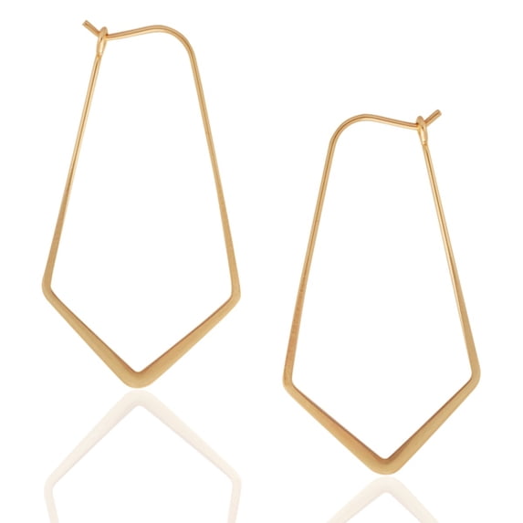 Humble Chic Geometric Chevron Threader Hoop Earrings - 18K Gold Plated - 1.5 inch