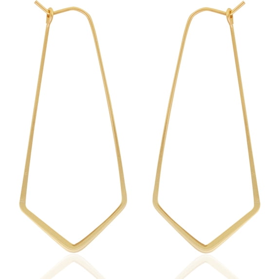 Humble Chic Geometric Chevron Threader Hoop Earrings - 18K Gold Plated - 2 inch