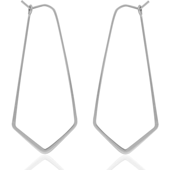 Humble Chic Geometric Chevron Threader Hoop Earrings - 925 Silver Plated - 2 inch