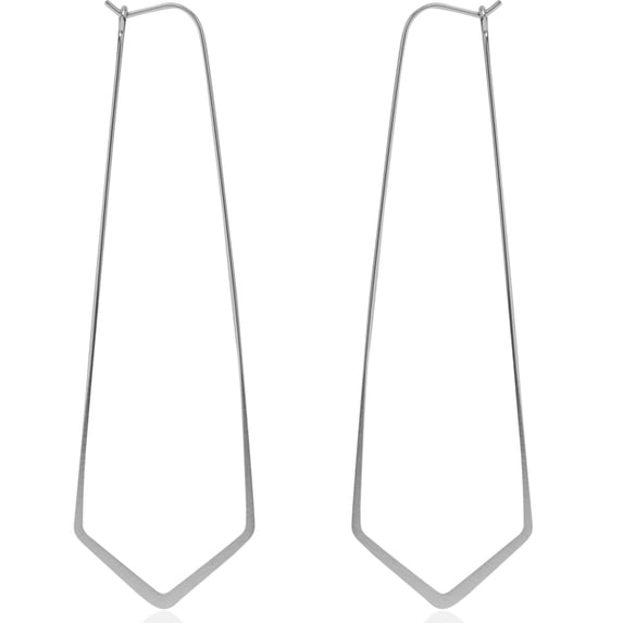 Humble Chic Geometric Chevron Threader Hoop Earrings - 925 Silver Plated - 3 inch