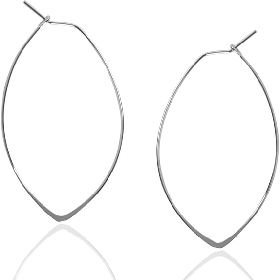 Humble Chic Geometric Marquise Threader Hoops - 925 Sterling Silver Plated, 1.75"