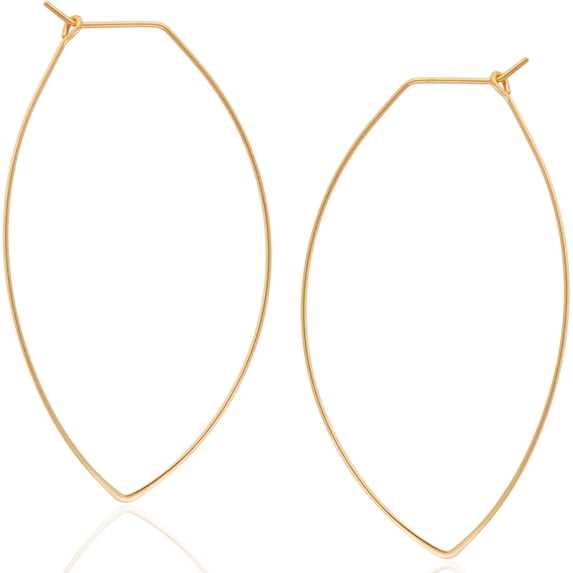 Humble Chic Geometric Marquise Threader Hoops - Hypoallergenic 18K Gold Plated, 2.3"
