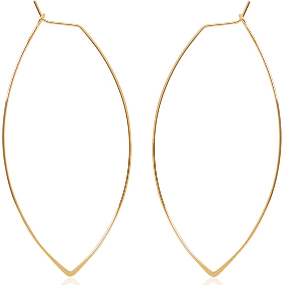 Humble Chic Geometric Marquise Threader Hoops - Hypoallergenic 18K Gold Plated, 3"