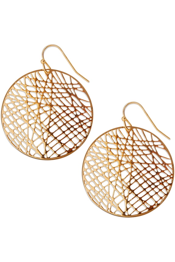 Gold Dangle Earrings For Women - Boho Filigree Circle Dangles