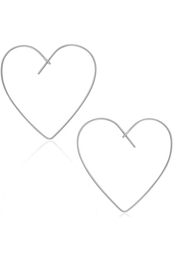 Heart Hoop Earrings for Women - 925 Silver Plated Wire Threaders