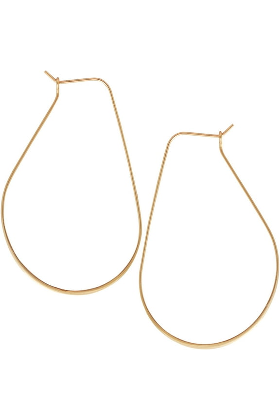 Lightweight Threader Big Hoop Earrings - Open Geometric Drop Dangles, 18K Gold Plated