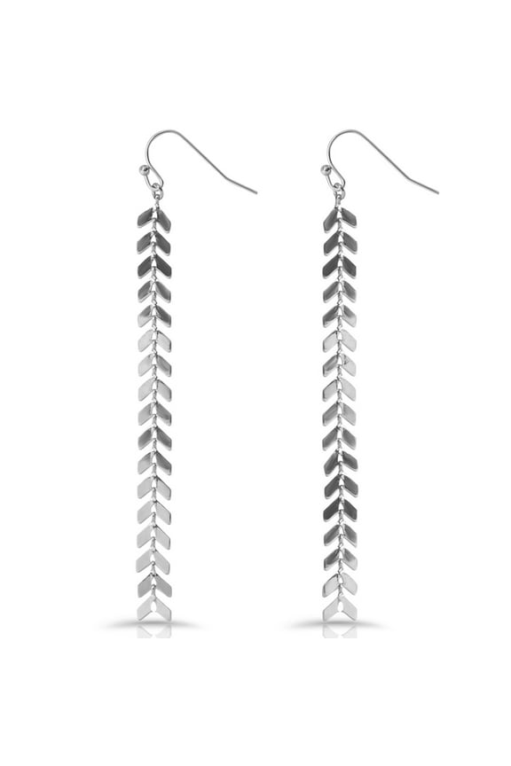 Long Silver Earrings for Women - Tassel Dangling Duster Earrings