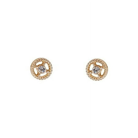 Humble Chic Nautical CZ Stud Earrings - Gold-Tone Textured Rope Posts