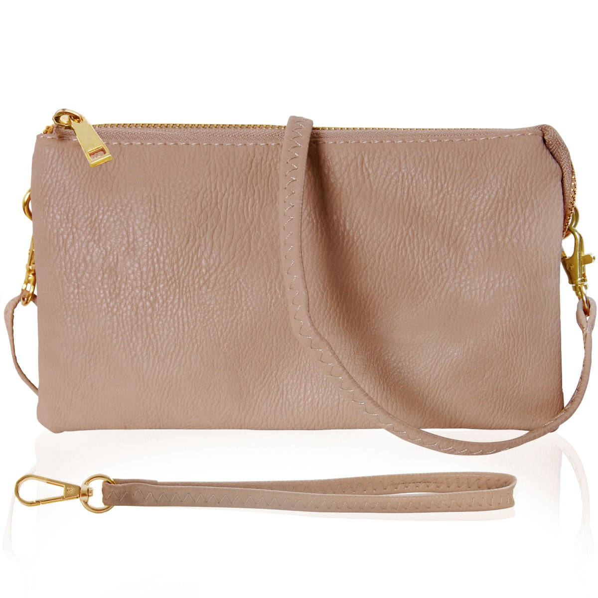 Humble Chic Vegan Leather Clutch Purse - Nude Tan Crossbody with